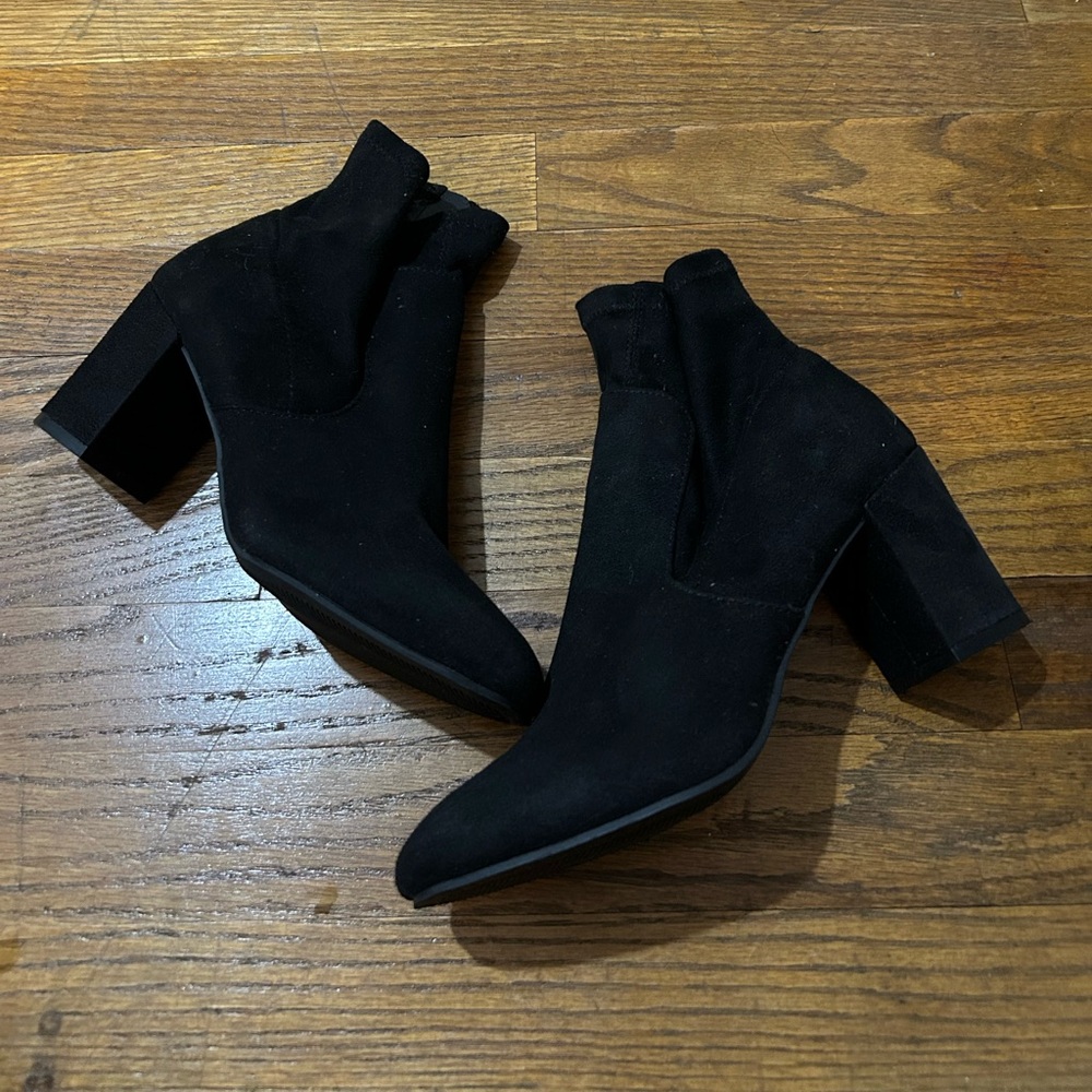 Black suede booties